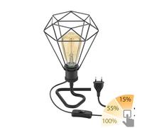 Lampe de table RETRA interrupteur noir abat-jour en forme de cage + ampoule LED