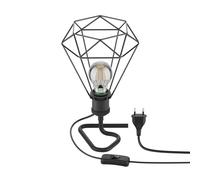 Lampe de table RETRA Interrupteur noir Abat-jour en forme de cage + Lampe LED