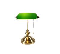 Lampe de table rétro Banker, abat-jour en verre élégant, interrupteur à tirette, utilisation polyvalente pour la maison et le bureau , YY-T9007G