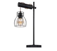 Lampe de table rétro en bois Lampe de table salon Lampe de lecture réglable noir, abat-jour design grille, 1x E27, LxH 33 x 55 cm