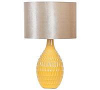 Lampe de Table Rétro Jaune Base Céramique Relief Abat-jour Brillant 54 cm Haddas