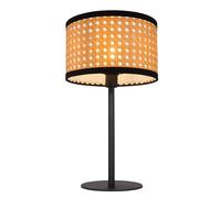 Lampe de table ronde aspect bambou, lampe de salon lampe de bureau lampe de chevet métal ronde, douille E14, H 40 cm