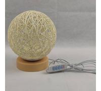 Lampe de table ronde LED veilleuse boule USB Luminosité réglable en rotin tissé Bureau de chevet pour chambre à coucher, salon, étude, restaurant, bar pour enfants, atmosphère de maison moderne