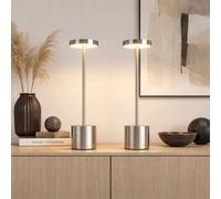 Lampe de table Lampe de table argentée Lampe de salon Batterie CCT Touchdimmer, métal plastique, 1,2W 138Lm 2700K 4500K 6000K, H 34 cm, 2 pièces