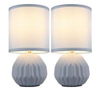 Lampe de table bleue Céramique Lampe de chevet Lampe d'appoint Lampe de salon Textile, 1x E14, DxH 12 x 23 cm, 2er Set