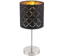 Lampe de table, salon, chambre, interrupteur, lampe de lecture, textile, noir et or, ampoules LED incluses.