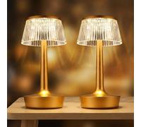 Lampe de table à accu cristal Lampe de table CCT dimmable Lampe de chevet Touchdimmer, laiton, LED 0,7W 84Lm blanc chaud, DxH 12x23 cm, 2x