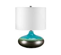 Lampe de Table Salon Feu Latéral Porcelaine Turquoise Graphitglasur H 48cm [EEK: Nicht bewertet]