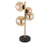 Lampe de table salon laiton Lampe de table industrielle boule ambre Lampe de lecture LED, métal verre, 4x LED 3,5W 350Lm blanc chaud, H 48 cm