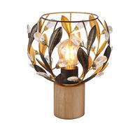 lampe de table salon lampe de table cristaux lampe de chevet doré, bois acrylique, 1x E27 douille, DxH 20x25 cm