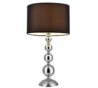 Lampe de Table 'San Francisco' Lampe de Chevet Lampe de Bureau Liseuse Métal et Tissu Chrome et Noir 1 x E14 51 cm x Ø 29 cm