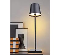 Lampe de Table Sans fil, 6000mah Batterie Rechargeable, Tout en Alliage d'aluminium, IP54 Imperméable à l'eau, Toucher la Gradation, Lumière Chaude, Pour Le Café Buffet Restaurants, Noir