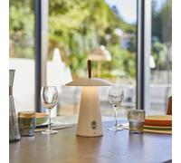 Lumisky Lampe de table sans fil FUNGY H29 cm Aluminium anse en cuir LED blanc chaud Blanc G