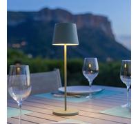 Lumisky Lampe de table KELLY OLIVE sans fil - Aluminium vert, LED blanc dimmable, rechargeable H38cm