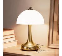 Lampe De Table Sans Fil, Lampe De Chevet Rechargeable En Laiton Doré, Veilleuse à Intensité Variable à 3 Niveaux Avec Variateur Tactile, Lampe Décorative Champignon Pour Chambre Salon Bureau(1 PC)