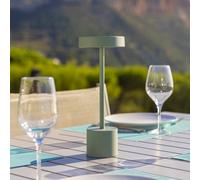 Lumisky Lampe de table sans fil touch en aluminium vert olive mat LED ROBY OLIVE H30cm