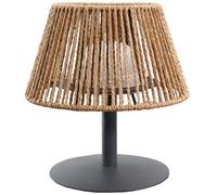 Lampe de table sans fil - LUMISKY - STANDY MINI RAFFY - H22 cm - Raphia naturel - LED blanc chaud et blanc