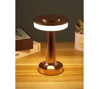 Lampe De Table Sans Fil Pour Chambre À Coucher Salon, Lampe De Chevet Portable À Piles Avec Contrôle Tactile, Veilleuse Rechargeable 3 Couleurs À Gradation Continue [Classe Énergétique A],Laiton