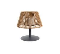 Lumisky Lampe de table sans fil en raphia naturel LED blanc chaud/blanc dimmable STANDY MINI RAFFY H22cm