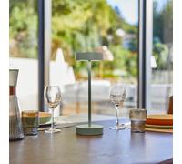 Lumisky Lampe de table sans fil dimmable en aluminium couleur sauge LED SANDY SAGE H33 cm