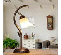 Lampe de Table Shabby Marron Antique H:40cm Floral Loella Bureau Chevet