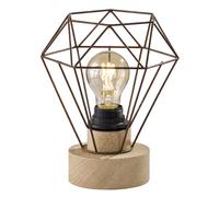 Lampe de table smart LED lampe en bois lampe de table chambre lampe cage bois E27, changement de couleur RVB, application et commande vocale, blanc chaud-blanc froid, DxH 19x22,5 cm