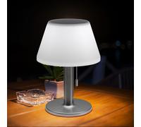 Lampe de table lampe solaire lampe d'extérieur lampe de terrasse lampe de table balcon, IP44 résistant aux éclaboussures batterie interrupteur à tirette, 10x LED blanc chaud, DxH 19,5x28 cm