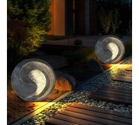 Lampe de Table Solaire Extérieur Terrasses Solardeko Sculpture Aspect Pierre LED