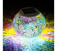 Lampe de Table Solaire Extérieure, Lampe de Table Extérieure Solaire, Lumières de Jardin de Boule de Verre de Mosaïque à énergie Solaire (Tricolore)