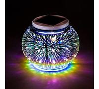 Lampe de Table Solaire Extérieure, Lampe de Table Extérieure Solaire, Lumières de Jardin de Boule de Verre de Mosaïque à énergie Solaire (Star)