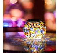 Lampe de Table Solaire Extérieure, Lampe de Table Extérieure Solaire, Lumières de Jardin de Boule de Verre de Mosaïque à énergie Solaire (Coloré)