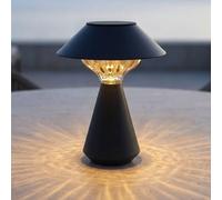 Lampe solaire de table extérieure ambre anthracite LED Lampe de jardin Balcon, métal plastique, LED 3000K blanc chaud, H 23 cm