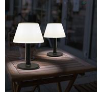 Lampe de table LED Lampe d'extérieur Lampe solaire 3 niveaux Lampe de terrasse Lampe de jardin, noir blanc, blanc chaud, DxH 20 x 28 cm, lot de 2