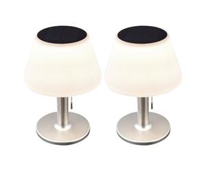 Lampe de table solaire Lampe de jardin LED lampe de balcon blanche lampe de terrasse, 10x 0,06W 1800 Kelvin blanc chaud, DxH 18,5 x 28 cm, lot de 2