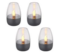 Lampe de table solaire LED, décoration solaire, éclairage décoratif de jardin, résistant aux intempéries, batterie de terrasse IP44, acier inoxydable, gris clair, LED blanc chaud, DxH 6x9cm, lot de 4