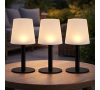 Lampe de Table Solaire Extérieur Jardin Blanc LED Batterie Balcon H 31 CM 3er