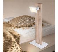 Lampe de table spot lampe en bois pivotante lampe de table de chambre lampe d'appoint, métal blanc, 1x LED 5W 420Lm 3000K, LxPxH 18x12x45 cm
