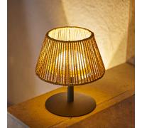 Lumisky Lampe de table sans fil en raphia naturel LED blanc chaud/blanc dimmable STANDY MINI RAFFY H22cm