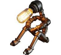 Lampe De Table Steampunk Vintage en Forme De Pipe à Eau, Style Loft, Robot en Métal Antique avec Cordon Et Interrupteur, Lampe Steampunk pour Bar, Café, Bureau, Décoration De Salle.