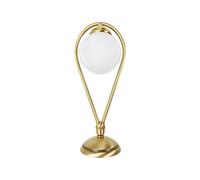 Lampe De Table Style Jugendstil H: 38 Cm Laiton Verre E14 En Bronze Blanc