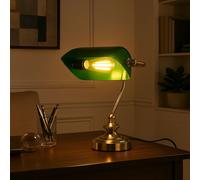 Lampe de Table Style Retro Éclairage Lecture Vintage Laiton Vert E14 H 24 CM