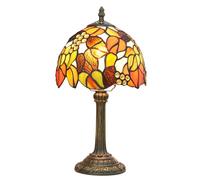 Lampe de table style Tiffany en verre teinté de 20 cm, faite à la main, style Art déco vintage, idéale for la lecture, le chevet, la chambre à coucher, le salon ou le bureau.(Maple Leaf Grape)