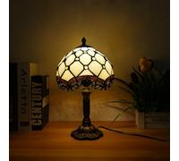 Lampe de table style Tiffany, lampe en vitrail vintage, petite lampe de lecture pour chevet, table de nuit, chambre à coucher, bureau, décoration, cadeau
