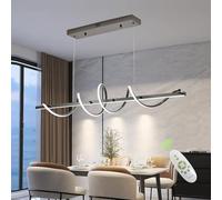 Lampe De Table Suspendue 120cm, Lampe De Salle à Manger Dimmable Avec Télécommande, Luminosité Réglable Et 3 Couleurs 3000K - 6000K Lustre pour Salon Cuisine Salle à Manger (Noir électrolytique)