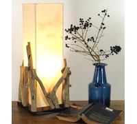 Lampe de Table / Table LampeLesotho, Fait à la Main à Bali Matériau Naturel Unique, Bois Flotté, Coton - Modèle Lesotho, Boisdedérive, 50x20x20 cm, Natureelights, Lampes de Table en Matériau Naturel