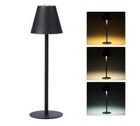 Lampe de Table Tactile à Intensité Variable sans Fil, Lampe de Table à Batterie Rechargeable LED à Intensité Variable à 3 Voies, pour Extérieur et Intérieur, Lampe de Chevet, Aluminium, IP54 (Noir)