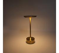 Lampe de Table Tactile sans Fil Rechargeable LED 2000mAh - 3 Niveaux de Luminosité Portable USB C - Lampe de Chevet en Métal avec Abat-jour Circulaire Or