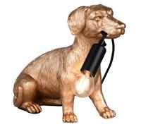 Lampe de table Teckel doré Lampe de salon Figure, interrupteur à fil, 1x douille E14, LxlxH 28x13x23,5 cm