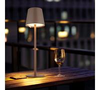 Lampe de table lampe d'extérieur dimmable lampe de table LED batterie USB lampe de jardin, métal plastique marron opale, 3W 130Lm blanc chaud, DxH 10,6x36 cm