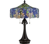 Lampe De Table Tiffany En Verre Acier Noir Vintage Bronze H 69 Cm E27